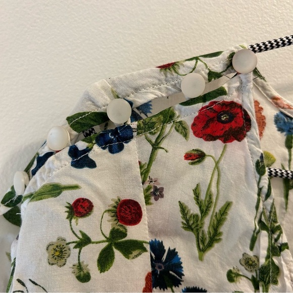 Anthropologie Maeve Maya Flutter Sleeve Top 0 floral white green blue red - Picture 4 of 10